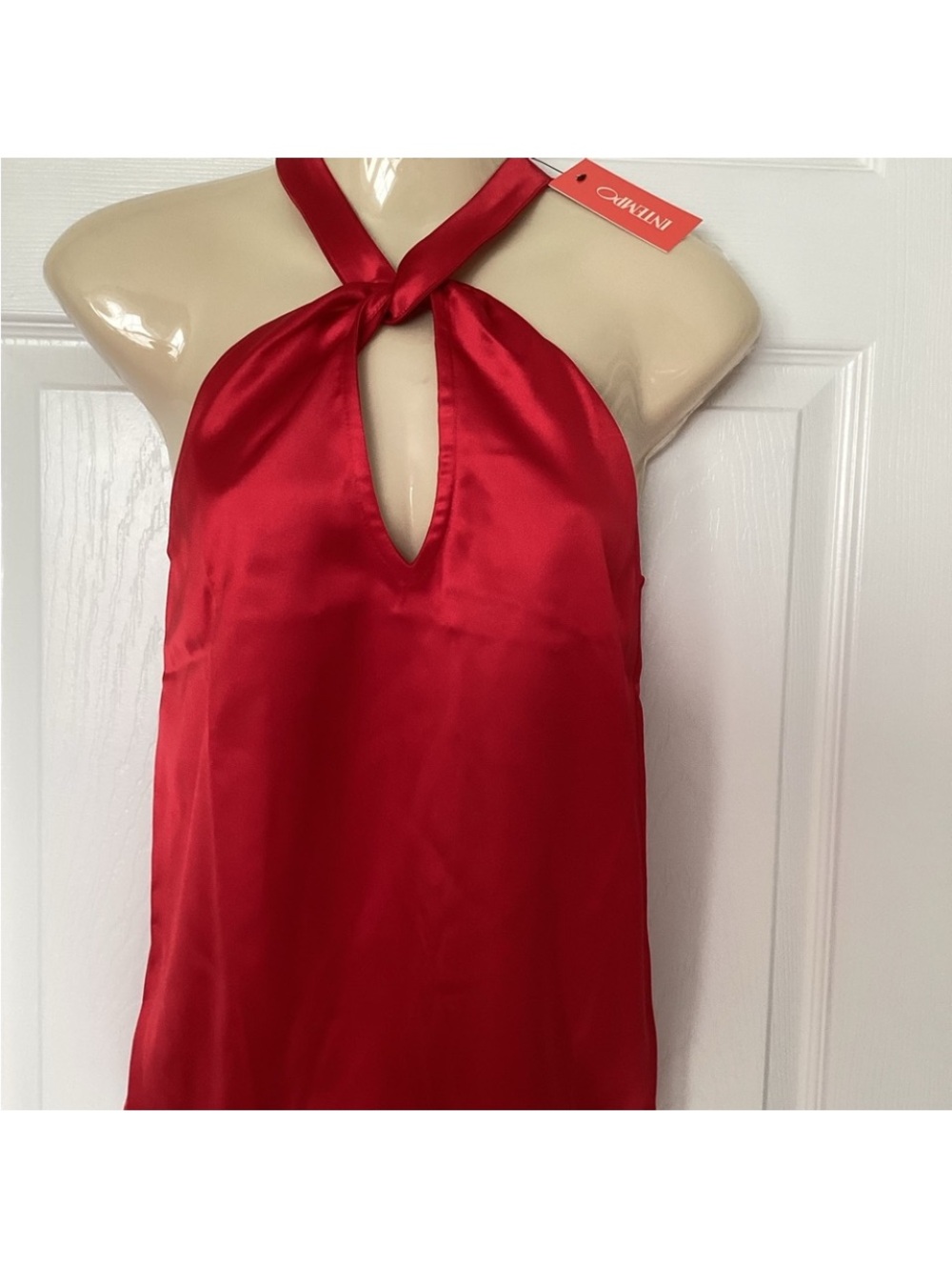 Red Satin Halter Neck Blouse